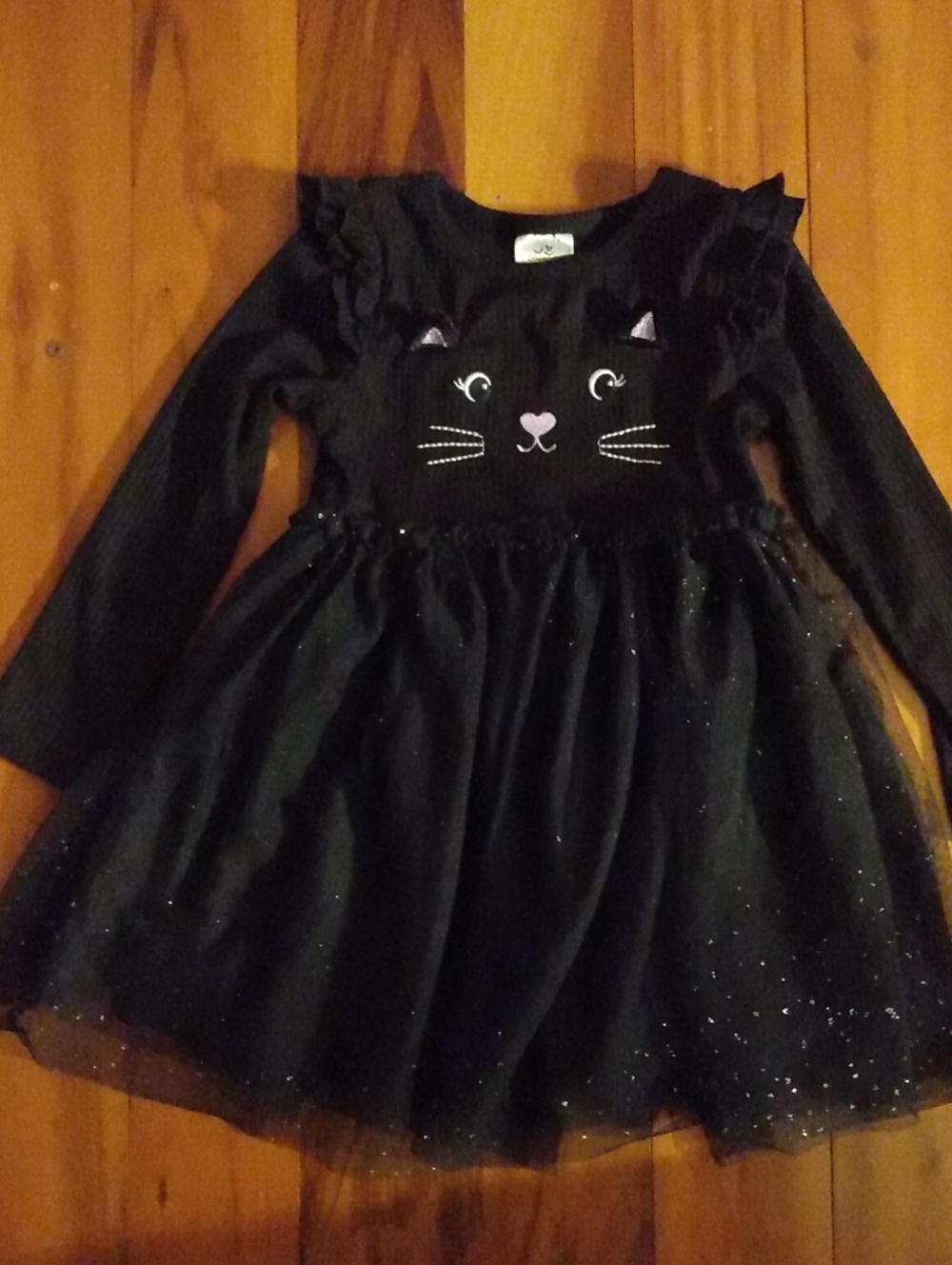 NWOT Way to Celebrate! Halloween 18 Months Girls Black Cat Tulle Dress Costume